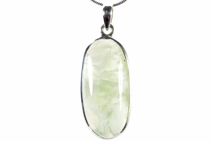 Polished Green Prehnite Pendant - Sterling Silver #321588